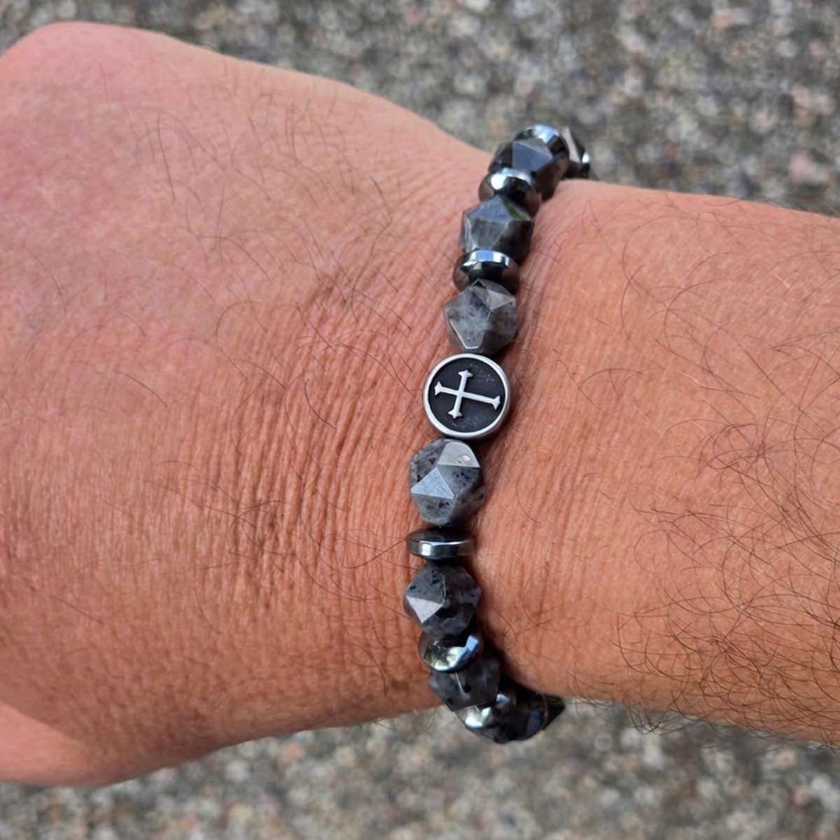 God Is My Rock — Men's Cross Bracelet (Psalm 18:2)