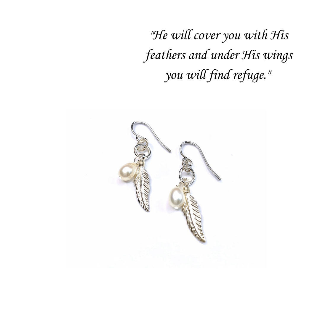 Under His Wings Feather Earrings Psalms 91 Jewelry – Gracelets