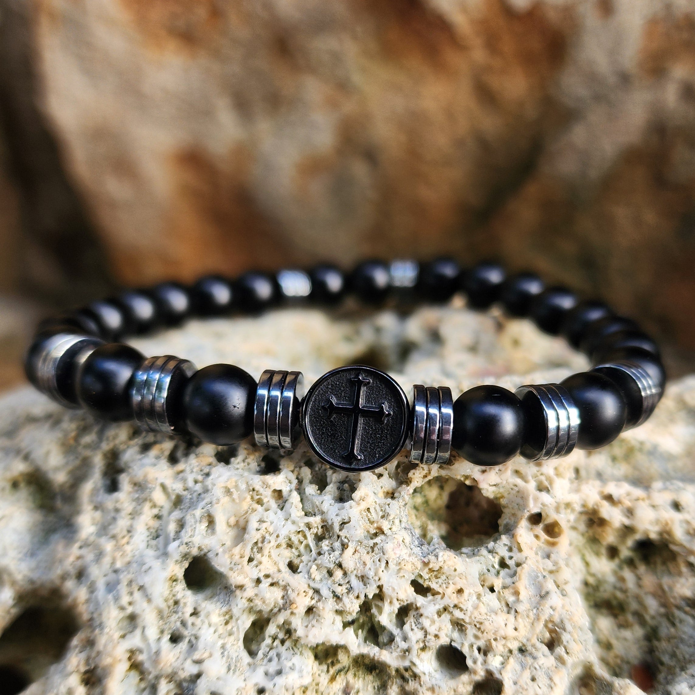 Stealth Armor Bracelet – Men's Black Onyx Faith Jewelry