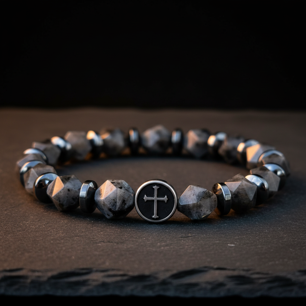 God Is My Rock — Men's Cross Bracelet (Psalm 18:2)