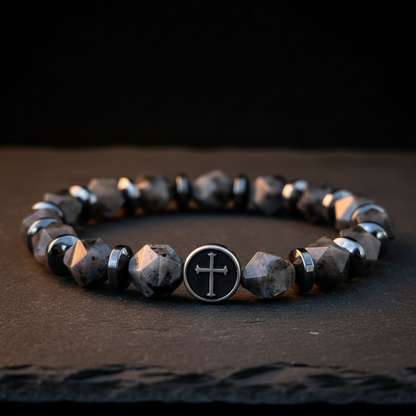 God Is My Rock — Men's Cross Bracelet (Psalm 18:2)