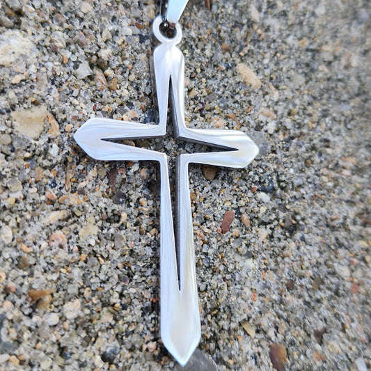 Men’s Stainless Steel Cut-Out Cross Necklace