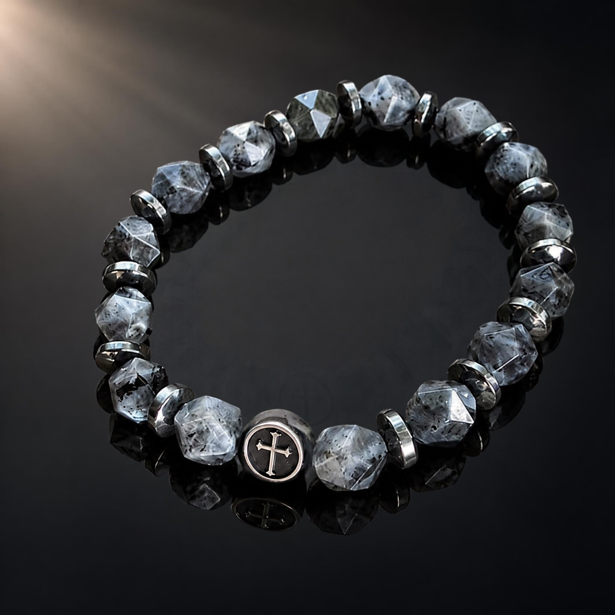 God Is My Rock — Men's Cross Bracelet (Psalm 18:2)
