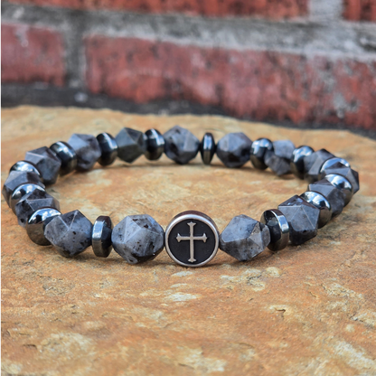 God Is My Rock — Men's Cross Bracelet (Psalm 18:2)