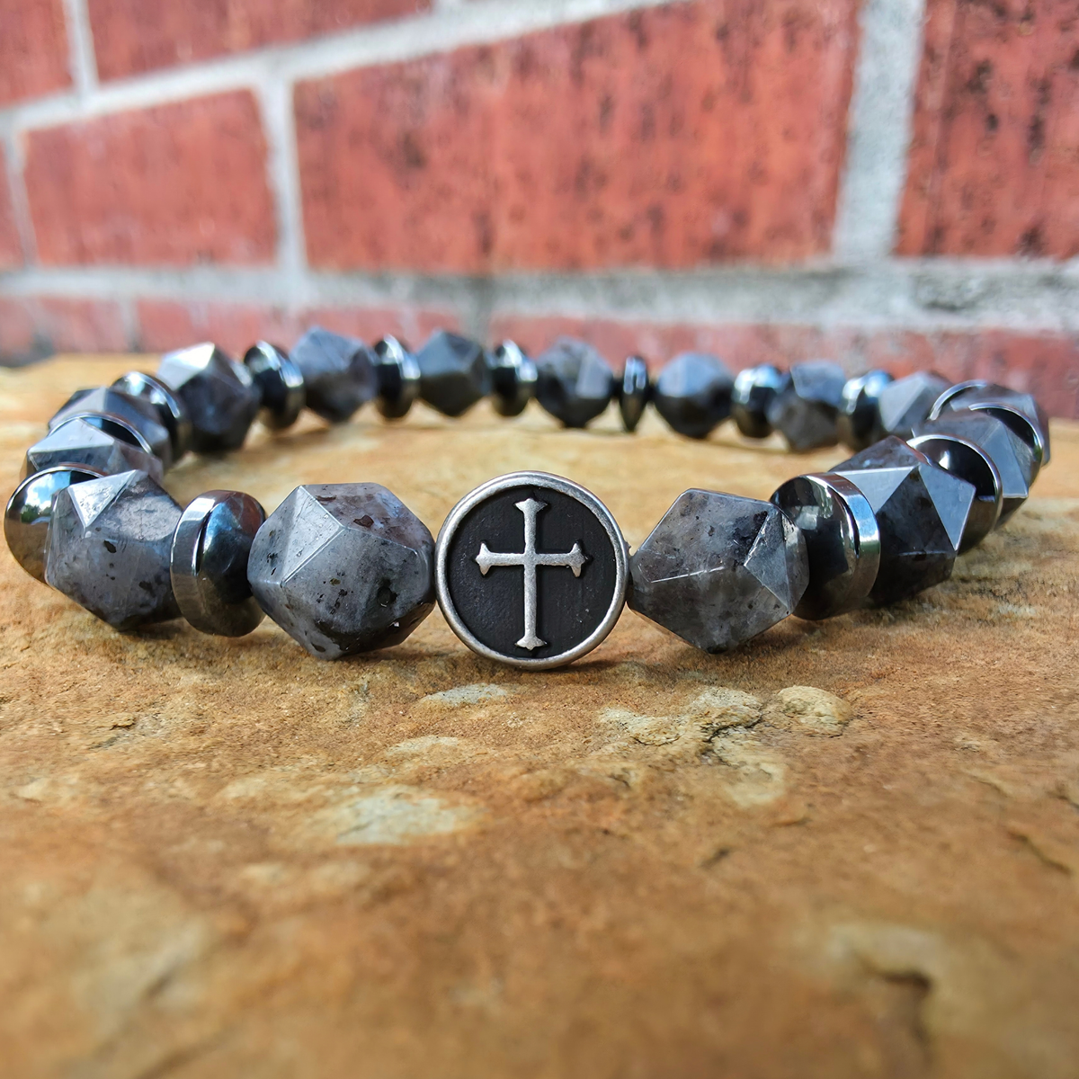God Is My Rock — Men's Cross Bracelet (Psalm 18:2)