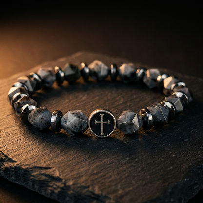 God Is My Rock — Men's Cross Bracelet (Psalm 18:2)